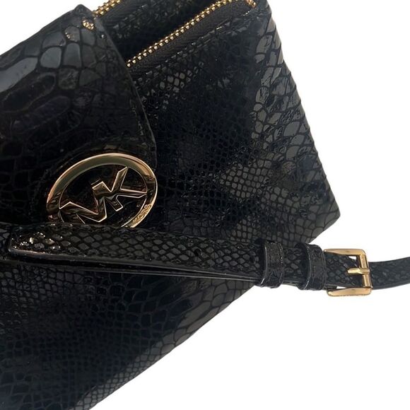 Michael Kors Fulton Black Python Embossed Leather Crossbody - Picture 8 of 16